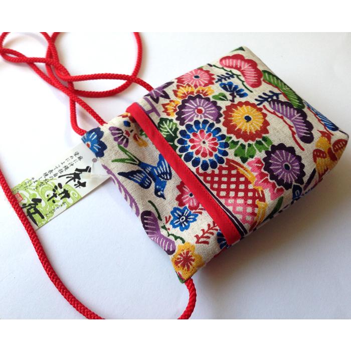 ポシェット 染麻紅型 ポケット付き 沖縄紅型柄 沖縄お土産 : okinawa