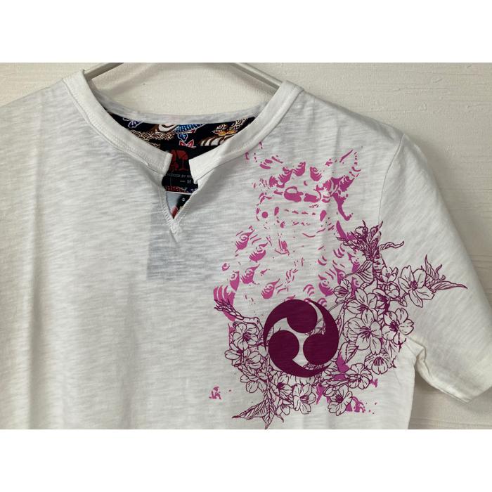 沖縄Tシャツ BINS Tシャツ シーサー 白 琉球家紋 琉球Tシャツ