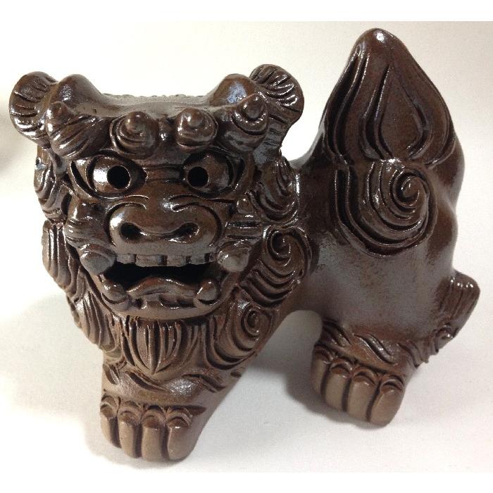 シーサー置物 手造りシーサー小横土灰焼 琉球焼 ペアシーサー 沖縄伝統