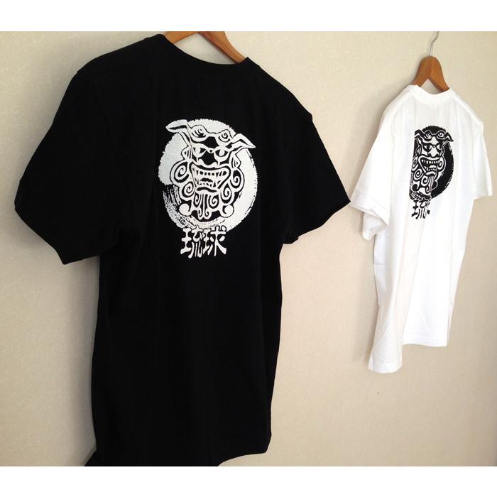 顔面シーサーTシャツ 黒 白 沖縄シーサーTシャツ M L LL 沖縄お土産