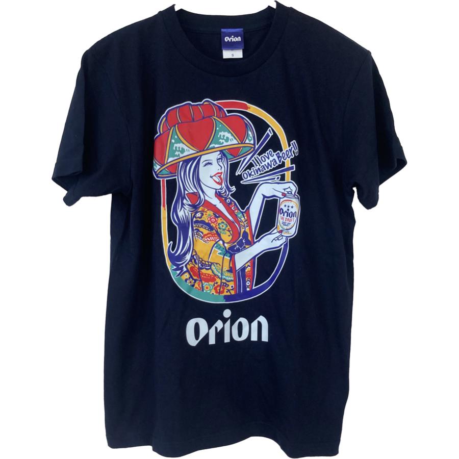 オリオンビールTシャツ 花笠ガール 紺 orion 正規品 : okinawa マリン