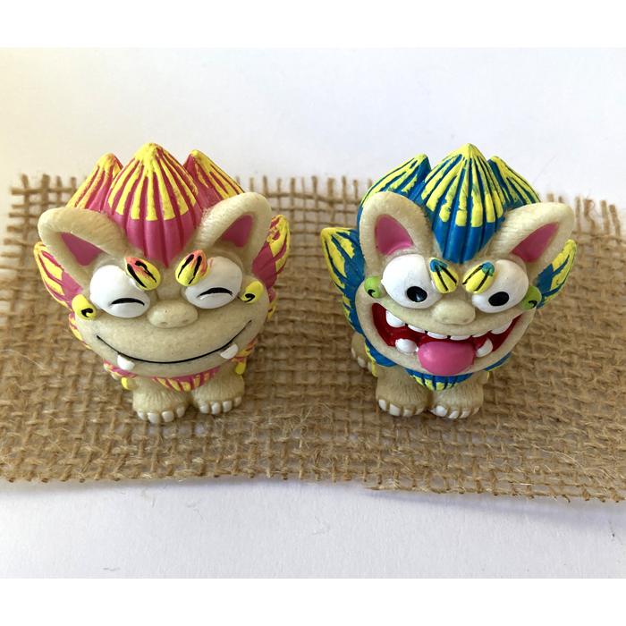 シーサー置物 元気シーサー 手造 沖縄産 : okinawa マリンブルー