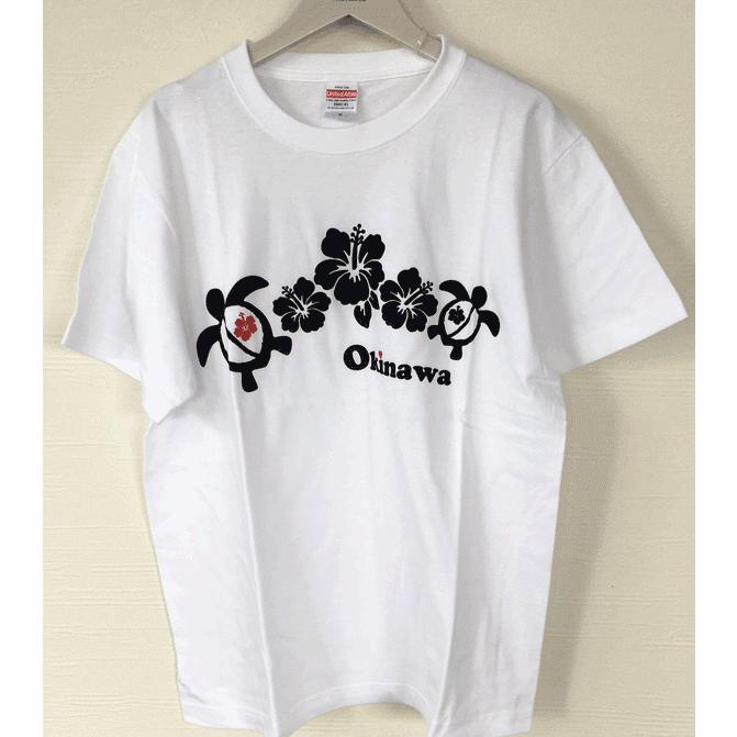 ホヌ＆ ハイビスカス OKINAWA ホワイト 南国 トロピカルTシャツ M L LL