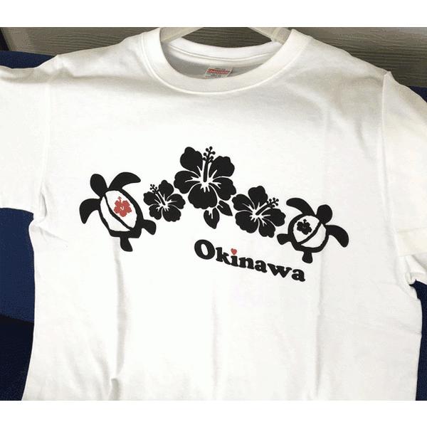 ホヌ＆ ハイビスカス OKINAWA ホワイト 南国 トロピカルTシャツ M L LL