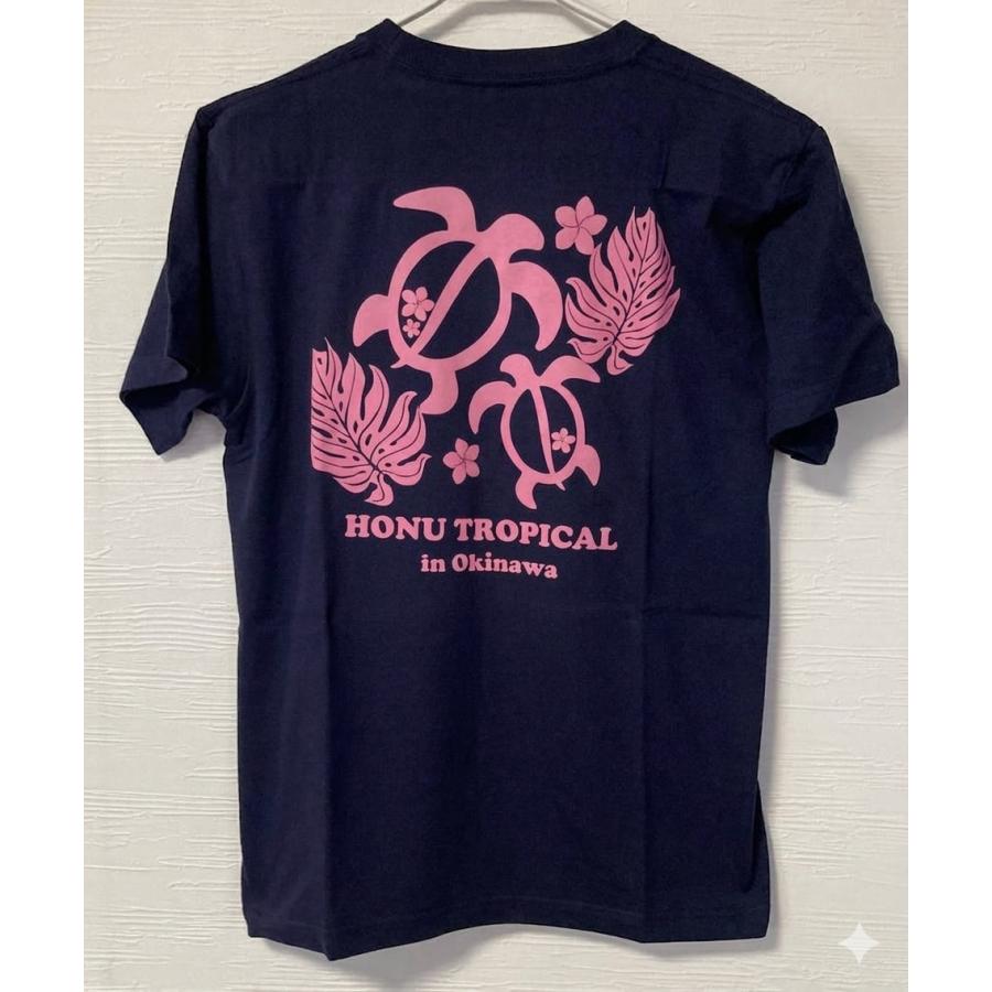 モンステラハイビ 沖縄Tシャツ ホヌ ネイビー 南国 トロピカル