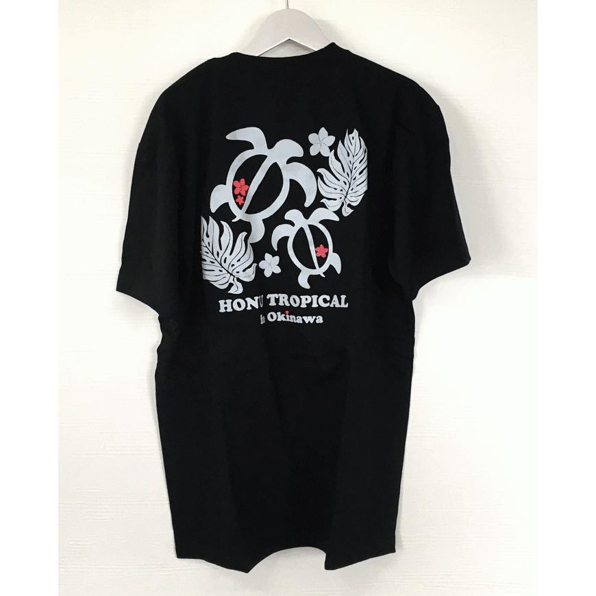 ホヌ＆モンステラTシャツ ブラック 南国 トロピカル tropical 亀カメ