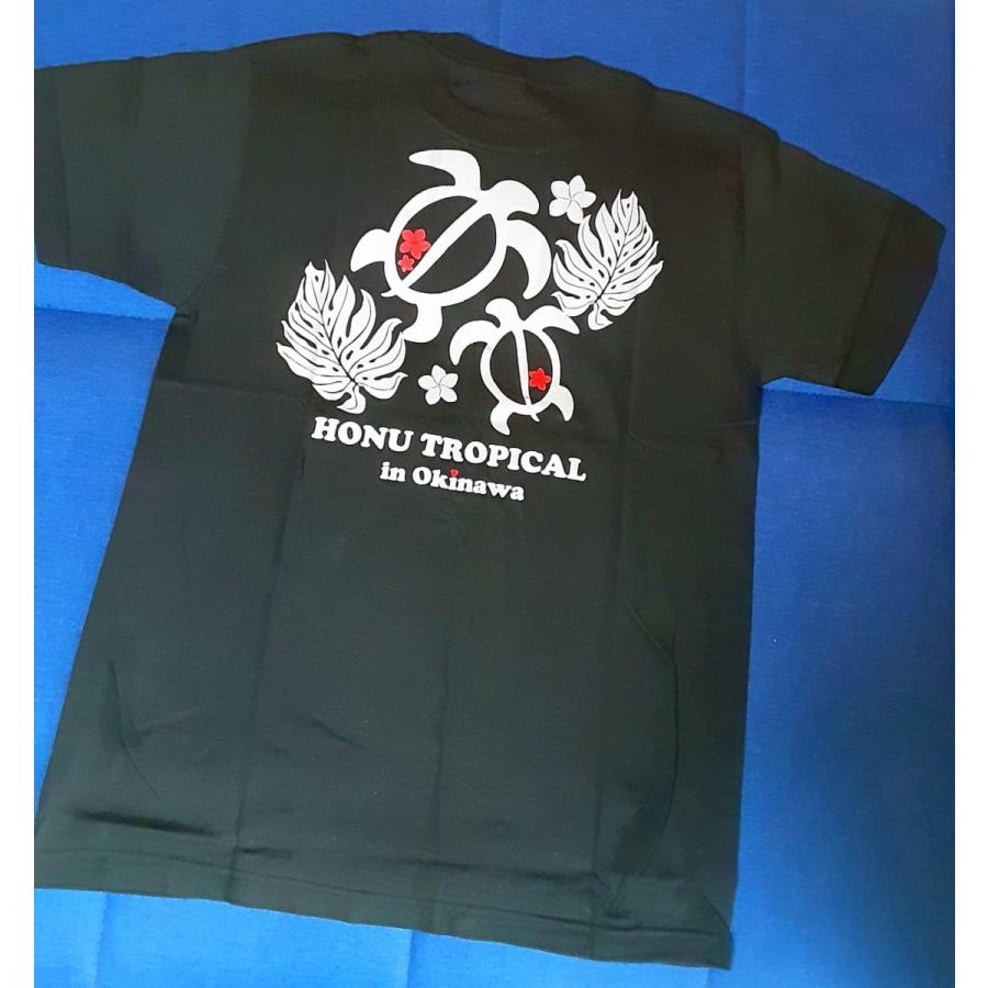 ホヌ＆モンステラTシャツ ブラック 南国 トロピカル tropical 亀カメ