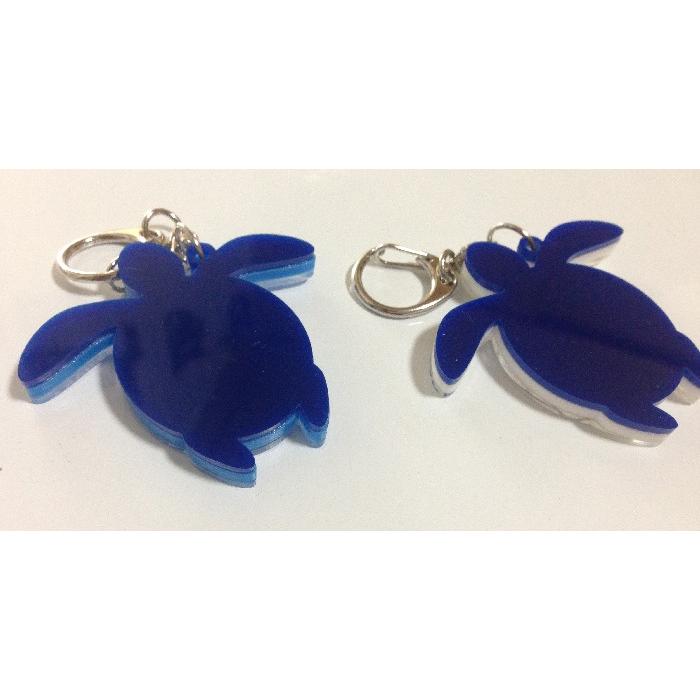 キーホルダー ホヌ型 ペアシーサー入り 星の砂入り 蓄光 キーリング