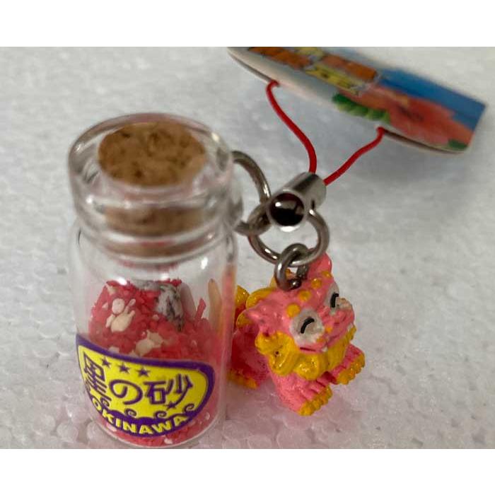沖縄ストラップ ペアーシーサー 星砂 金 ピンク : okinawa マリン