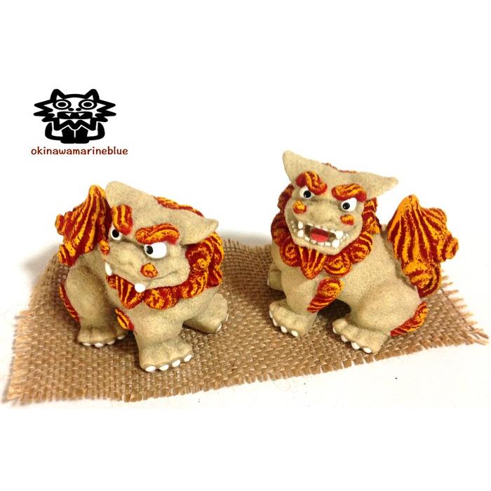 シーサー置物 カリーシーサー砂獅赤 座 ペアシーサー 大きさ 中 厄除け