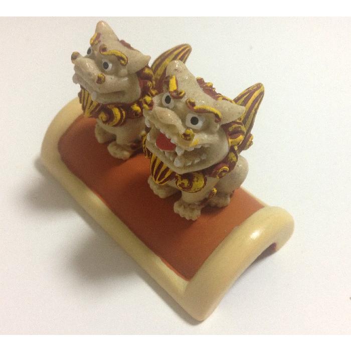 シーサー置物 瓦付きミニペアー ペアーシーサー 開運 魔除け 沖縄お