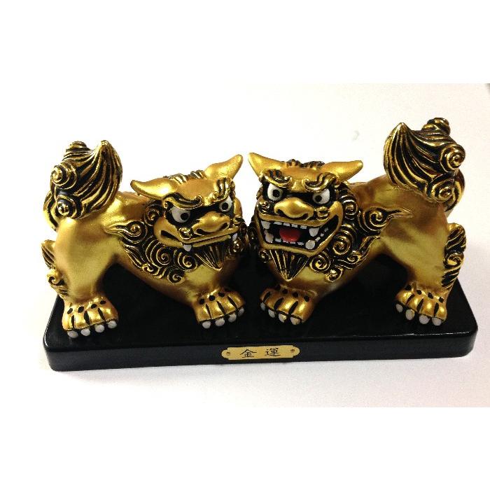 沖縄限定 玄関置物 黄金獅子ゴールドシーサー 金運 縁起物 魔