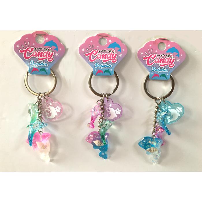 キーホルダー ドルフィン イルカ キラキラレジン 貝殻入り キャンディ