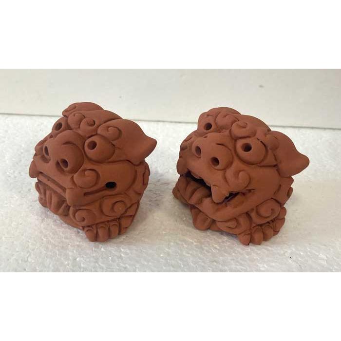 シーサー(素焼き)／沖縄／美品／魔除け／厄除け／御守り／置物／陶器 シーサー置物 素焼き ミニ新 厄除け魔除け お守り : okinawa マリン