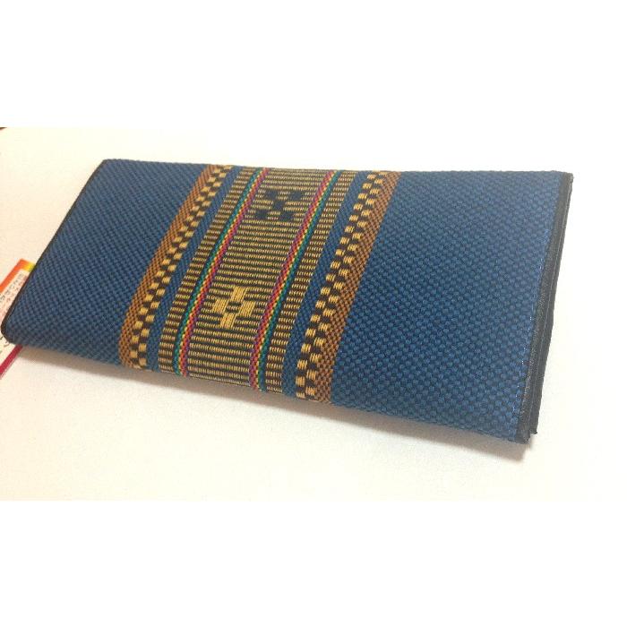 長財布 沖縄ミンサー本皮使用 民芸 織物 レザー財布 : okinawa マリン