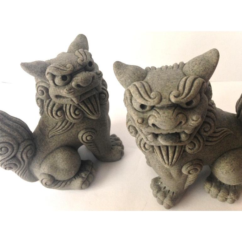 シーサー置物 黒石獅子 ペアシーサー 大きめ 石彫り 開運 お守り シーサー置物 黒石獅子 ペアシーサー 大きめ 石彫り 開運 お守り