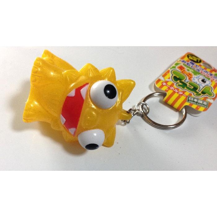 キーホルダー 金色 オレンジ色シーサー 沖縄限定 目玉が飛び出る