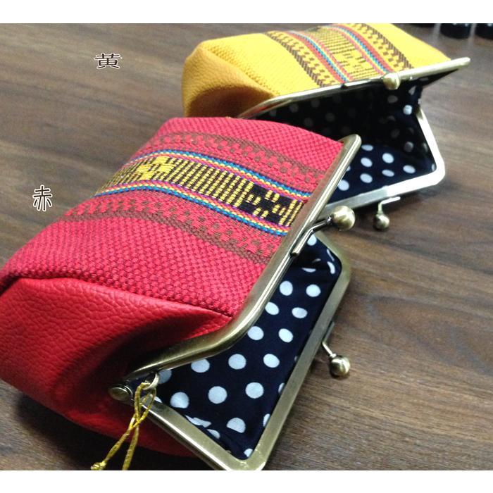 ミンサー織 厚底がま口財布 特大 沖縄民芸 織物 金運 開運 厄除