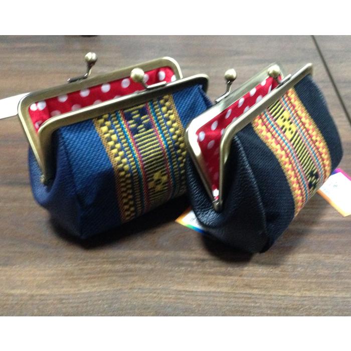 ミンサー織 厚底がま口財布 特大 沖縄民芸 織物 金運 開運 厄除