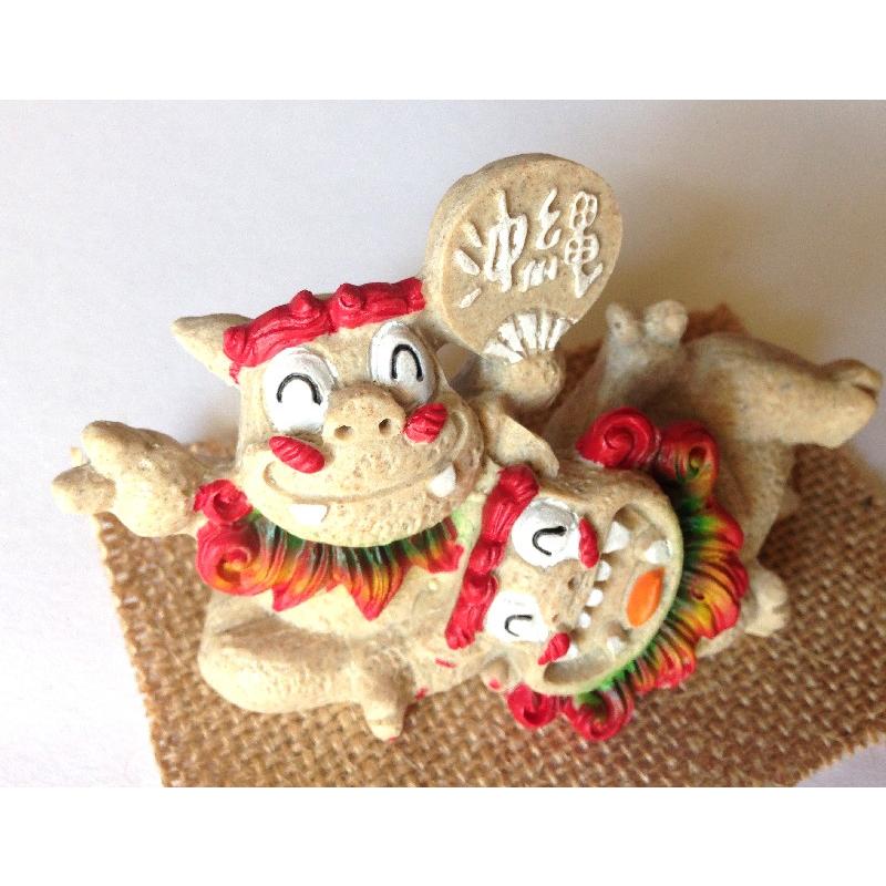 シーサー 御守り 魔除け 厄除け 笑顔 ニコニコ 花シーサー 陶器