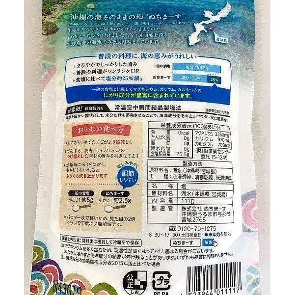 塩 ぬちまーす 111g 2個セット 雪のような塩 沖縄の海水100%使用