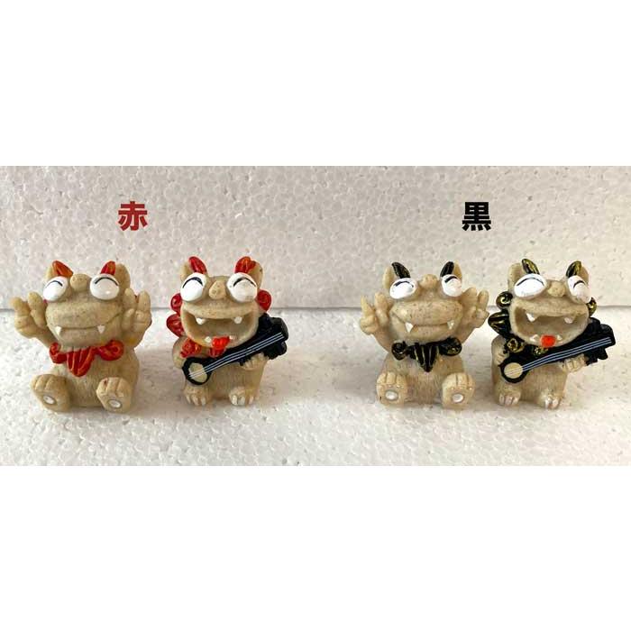 シーサー置物 大笑いペアーシーサー 三線 沖縄 : okinawa マリンブルー