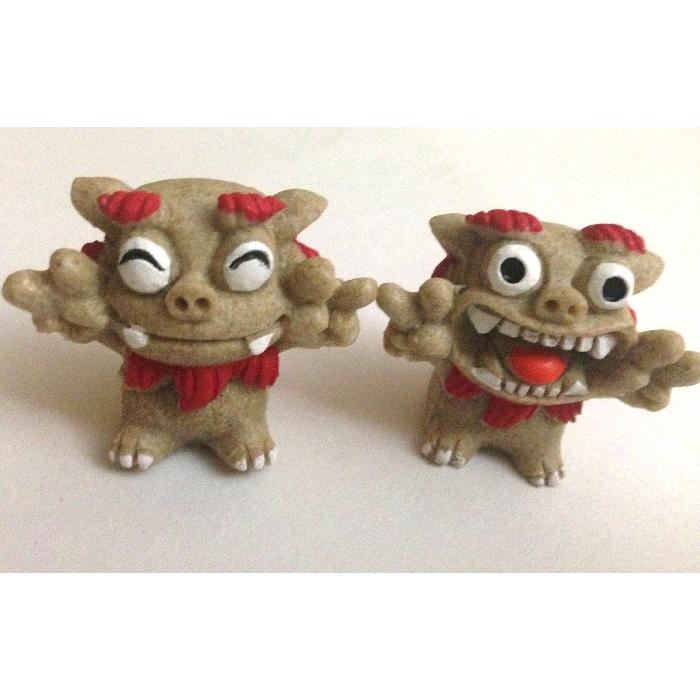 ピースシーサー置物 ミニシーサー 赤 青 オレンジ 厄除け魔除け お守り 