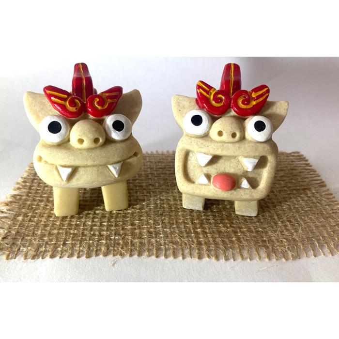 シーサー置物 うーまくー お守り 沖縄お土産 : okinawa マリンブルー