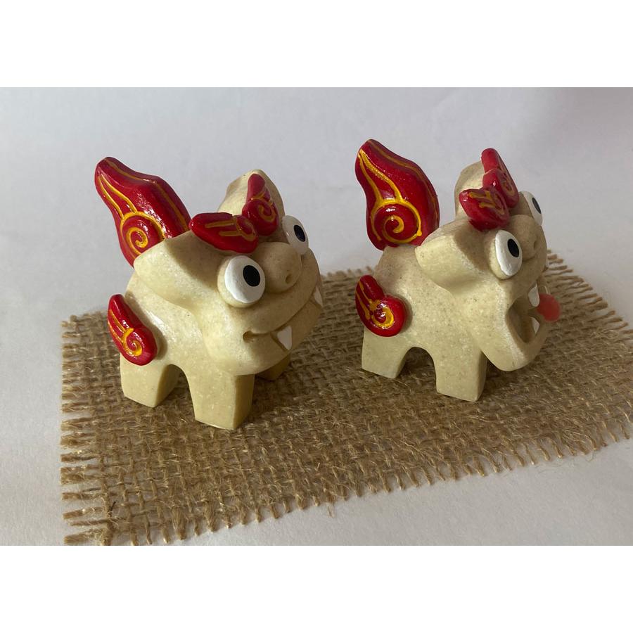 シーサー置物 うーまくー お守り 沖縄お土産 : okinawa マリンブルー