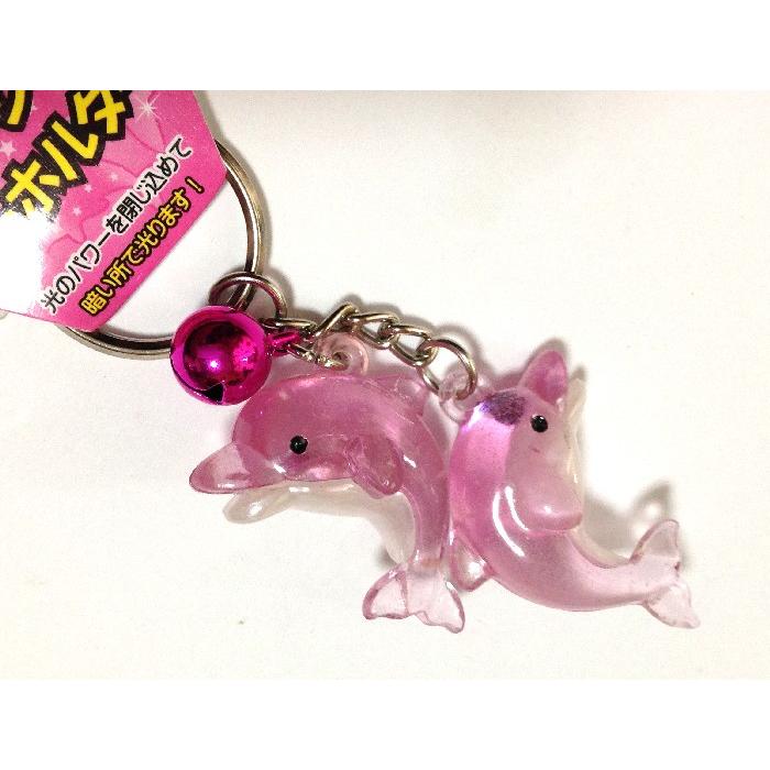 キーホルダー ペアドルフィンの蓄光 イルカ 暗闇で光る ピンク 恋愛運
