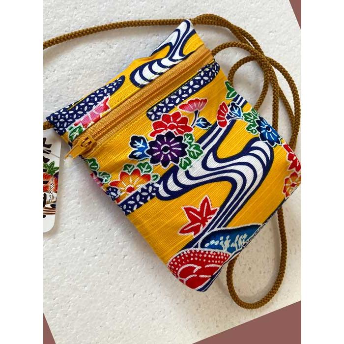 ポシェット 染め紅型ポケット付き 黄色 沖縄紅型 : okinawa マリン