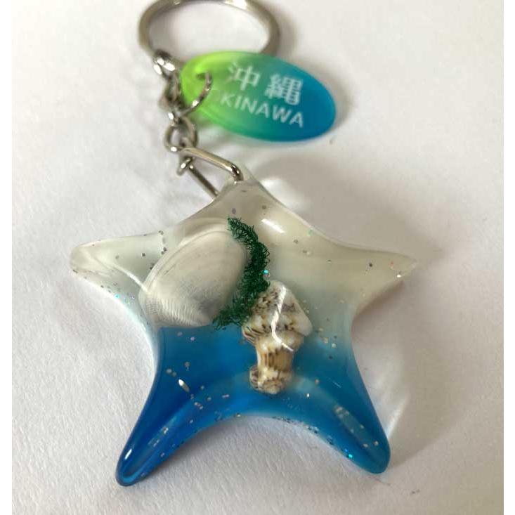 ＃581 夏✴マリン✴星砂✴ヒトデ✴レジンヘアゴムキーホルダーブローチ キーホルダー ヒトデ レジン シェル OKINAWA : okinawa マリンブルー