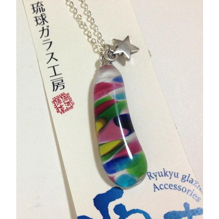 琉球ガラスネックレス レインボウパステル 沖縄の琉球ガラスでできた