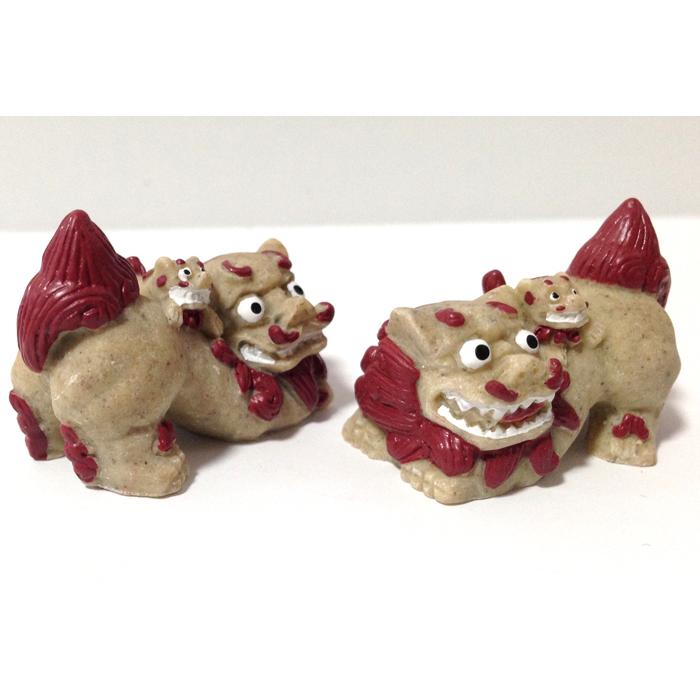 シーサー置物 親子ペアーシーサー ミニ伏せシーサー 家庭円満 沖縄お