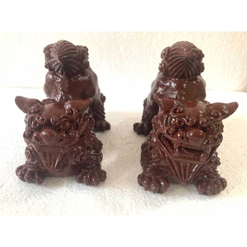 シーサー置物 沖縄 新石シーサー ダークブラウン 縦 : okinawa マリン