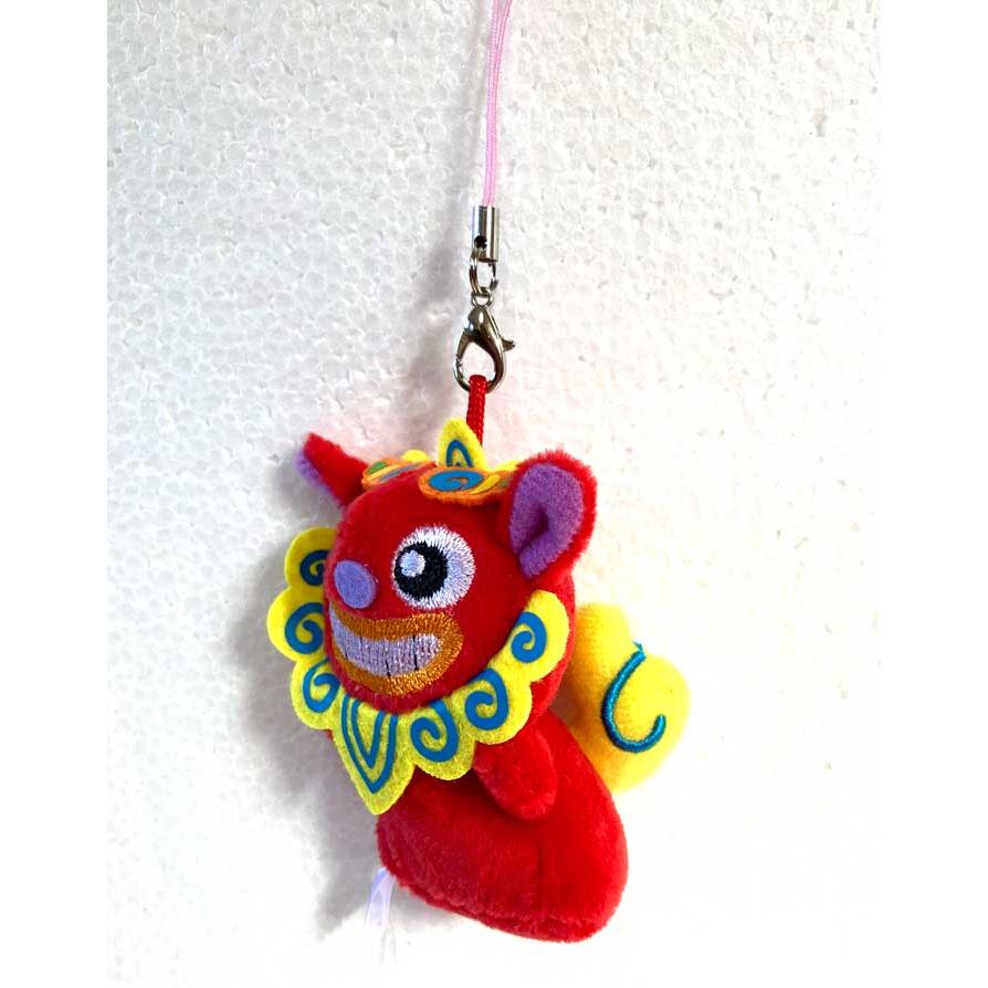 シーサーくん ぬいぐるみ 赤 ストラップ : okinawa マリンブルー