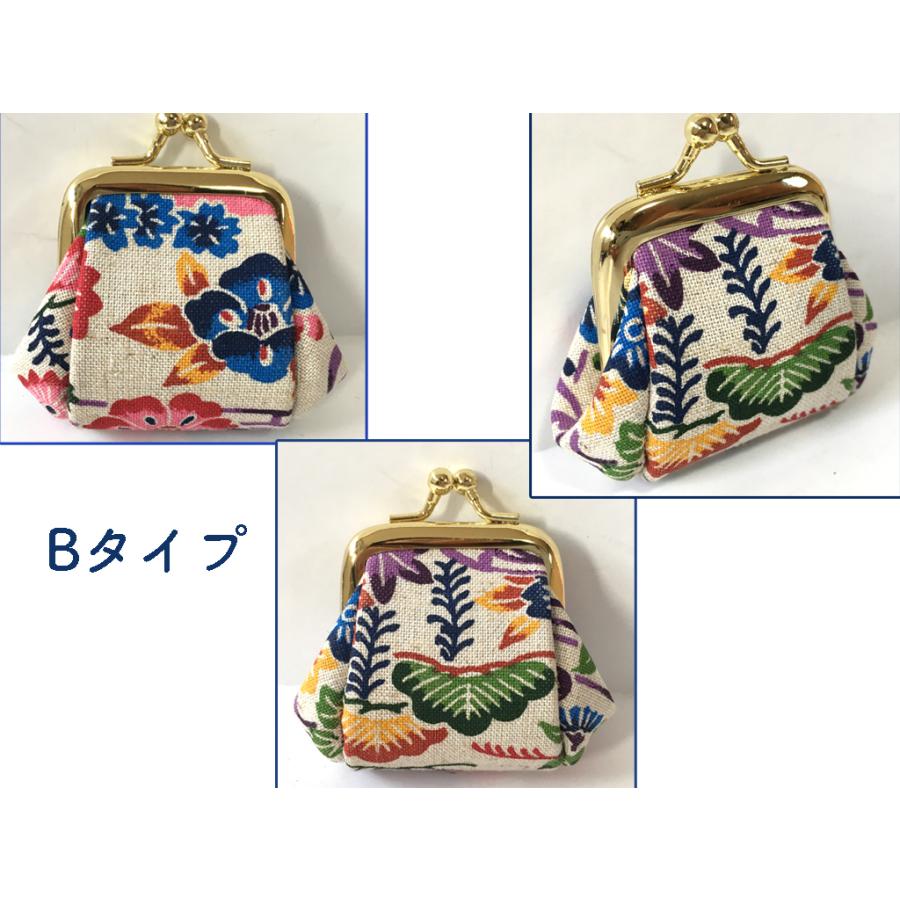 麻染紅型 豆財布 小銭入れ がま口 沖縄民芸 : okinawa マリンブルー