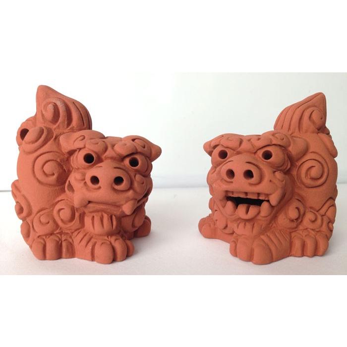 シーサー置物 ペアシーサー 素焼き 尻上り 厄除け 魔除け お守り 沖縄お土産 Suyakiseaaer Okinawa マリンブルー 通販 Yahoo ショッピング