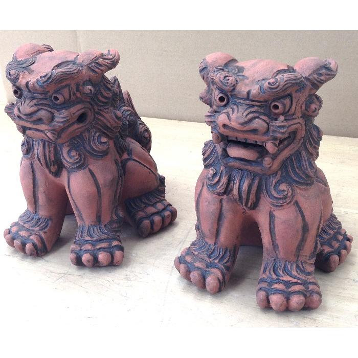 シーサー置物 特大シーサー マンガン焼 ペアシーサー 沖縄伝統工芸