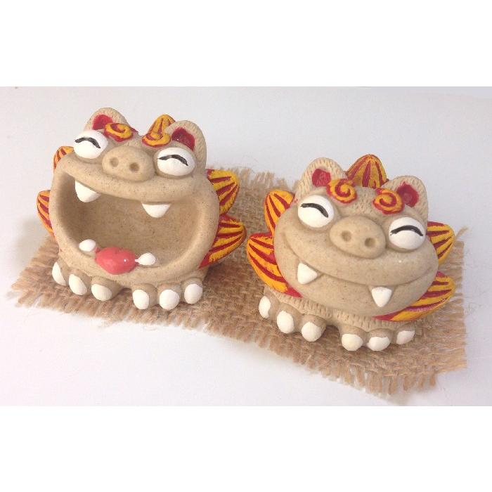 シーサー置物 笑い福ペアシーサー 大きさ 中 厄除け 魔除け お守り