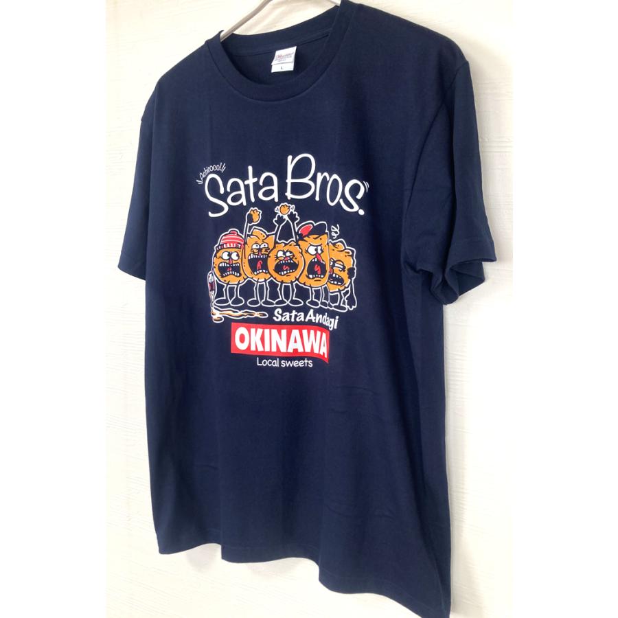 沖縄Tシャツ sata bros サーターアンダーギーtシャツ 紺 : okinawa