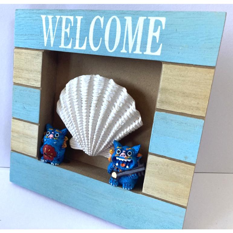 沖縄壁掛け ウエルカム ペアーシーサー welcomeボード : okinawa