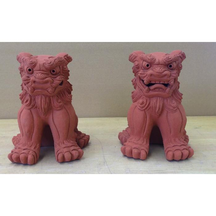 シーサー　陶器　赤焼き　玉抱き　魔除け　縁起物　やちむん　沖縄　置物 シーサー陶器赤焼き玉抱き魔除け縁起物やちむん沖縄置物