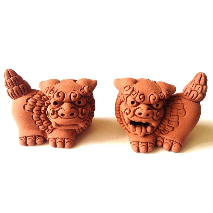 シーサー置物 ペアシーサー 素焼き 屋根 厄除け 魔除け お守り 沖縄お土産 Yanesuyaki Okinawa マリンブルー 通販 Yahoo ショッピング
