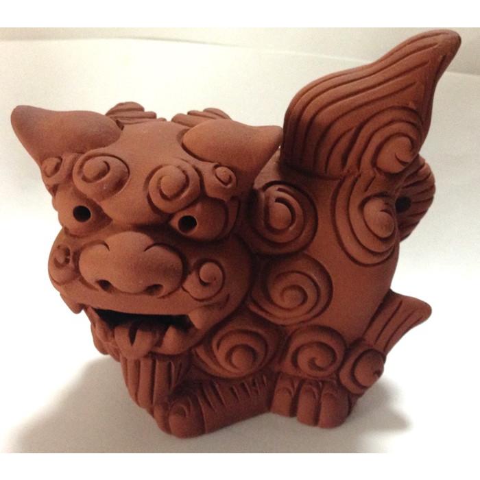 シーサー置物 素焼獅子 横伏せ ペアシーサー 厄除け お守り 沖縄お土産