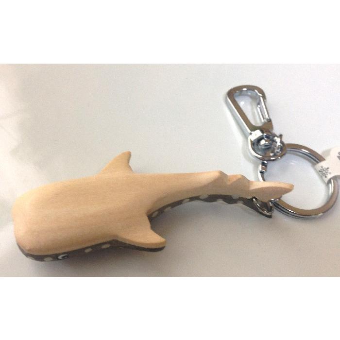 キーホルダー ジンベエザメ フック付きキーホルダー Wood 木彫り 沖縄
