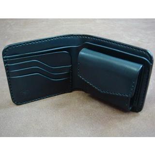 サドルバタフライウォレット パイソン Aタイプ黒・ナチュラル　二つ折り ２つ折り ミニ財布 ミニウォレット 本革 サドルレザー 手縫い ハンドメイド 日本製の画像
