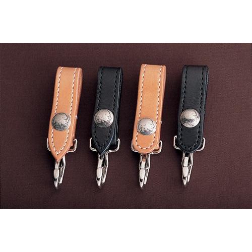 ナローステッチキーホルダーきなり・黒 ベルトループ キーリング キー