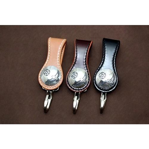 コードバン キーホルダー きなり・バーガンディ・黒 ベルトループ