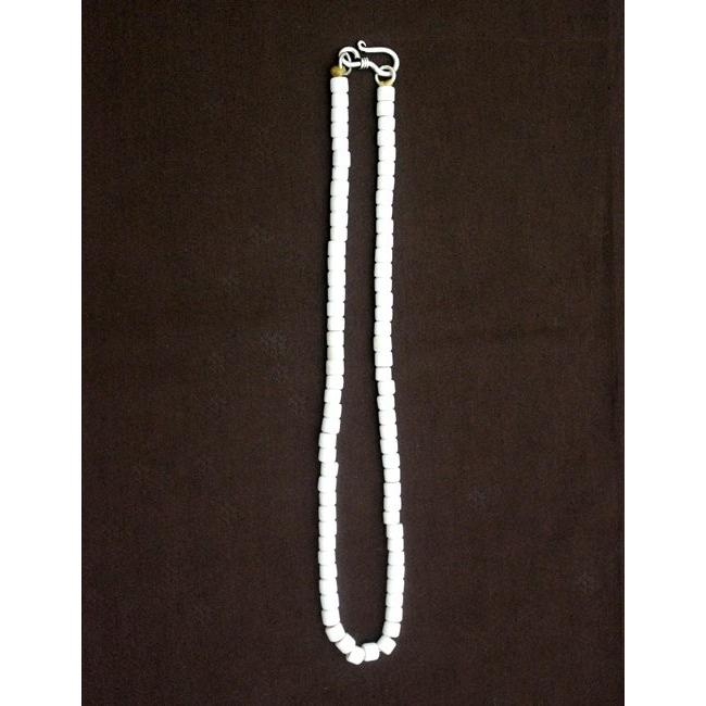 45cm アンティークビーズ ネックレス 白中玉 ヴィンテージビーズ 民族 